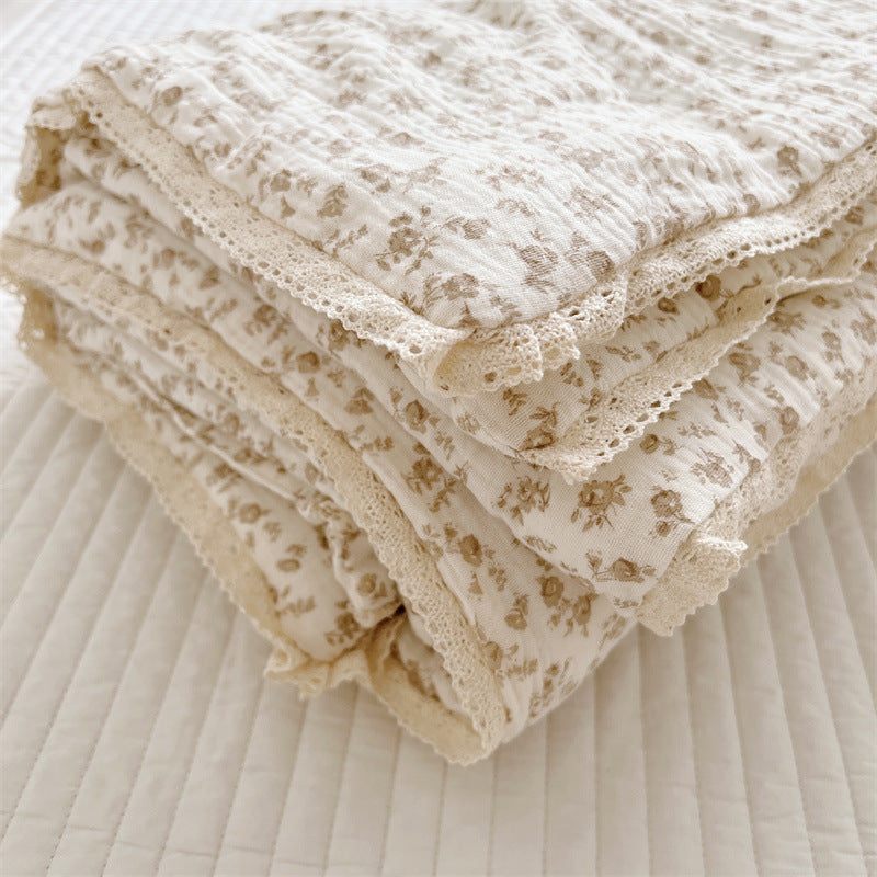 Fresh Class A Children's Single Airable Cover Cotton Gauze Floral Soybean Summer Quilt Machine Washable