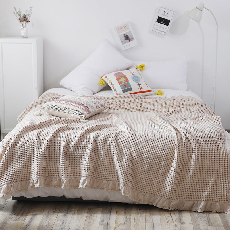 Korean Cotton Waffle Leisure Blanket Bedroom Bed Blanket Sofa Nap Summer Blanket Towel Siesta Nap Blanket