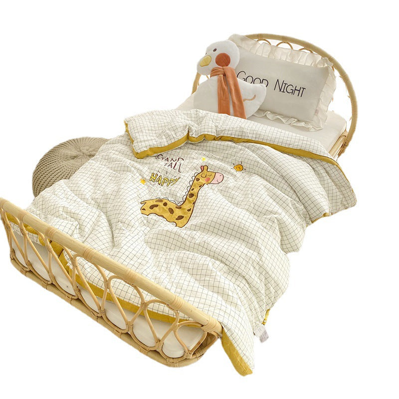 Cotton Yarn-dyed Washed Cotton Embroidered Children Quilt