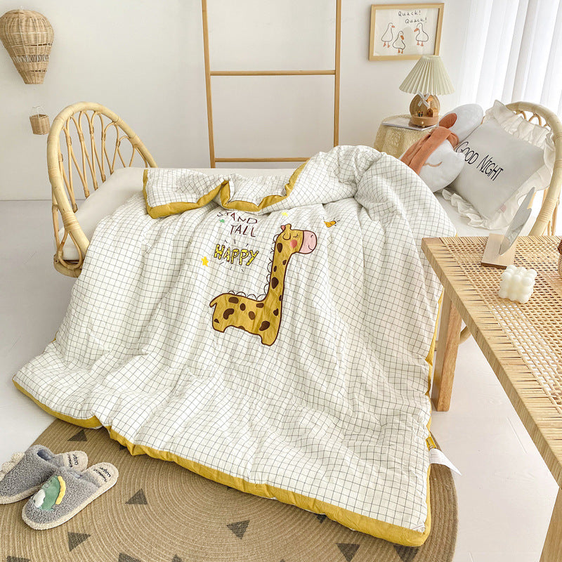 Cotton Yarn-dyed Washed Cotton Embroidered Children Quilt
