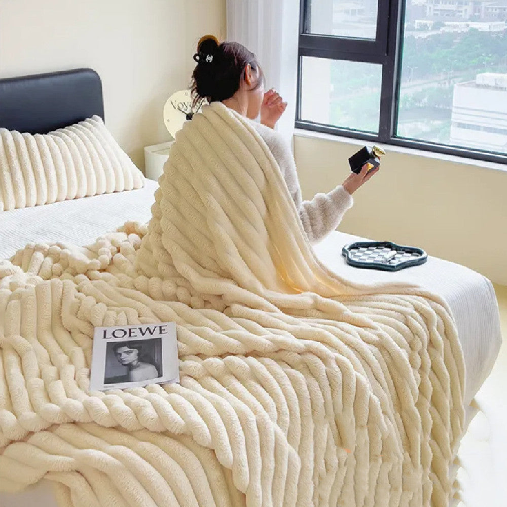 Rabbit Plush Multifunctional Blanket Flannel Milk Fiber
