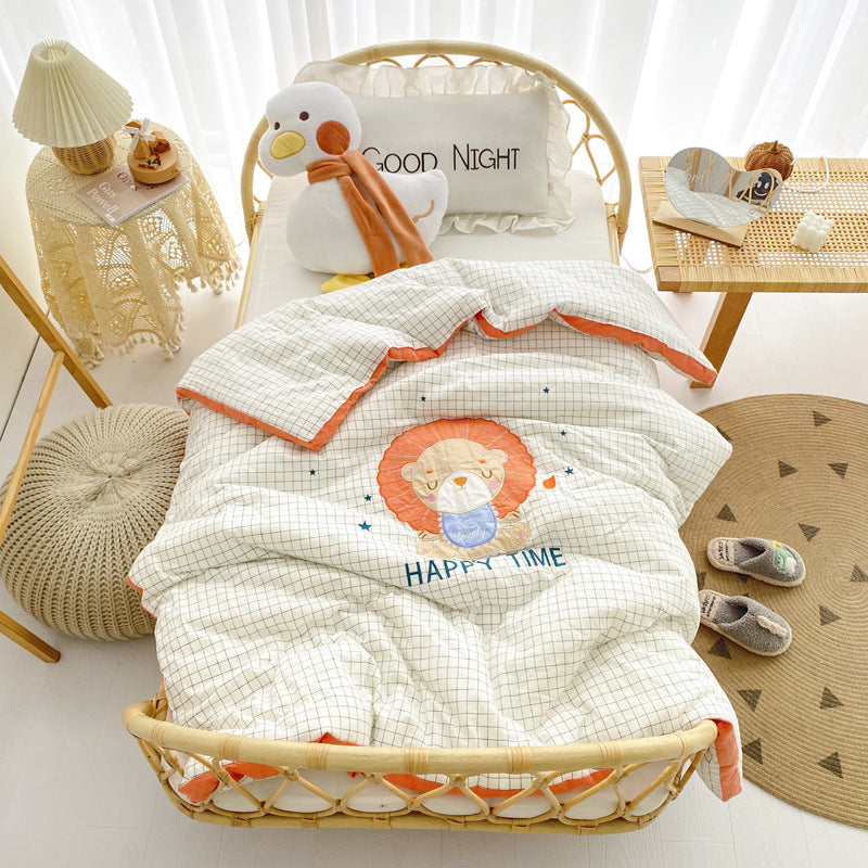 Cotton Yarn-dyed Washed Cotton Embroidered Children Quilt