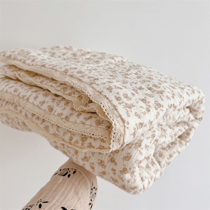 Fresh Class A Children's Single Airable Cover Cotton Gauze Floral Soybean Summer Quilt Machine Washable