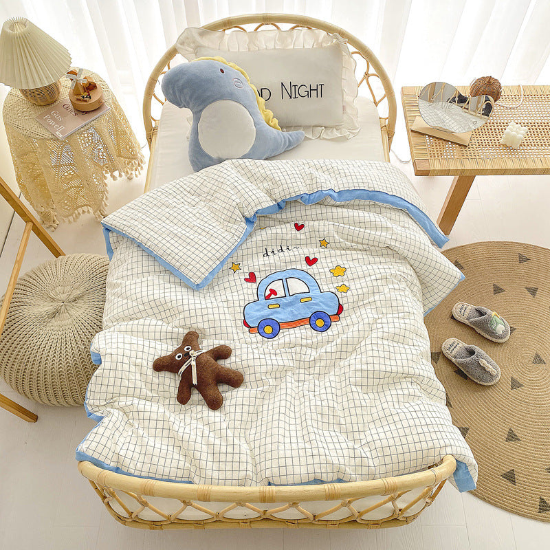 Cotton Yarn-dyed Washed Cotton Embroidered Children Quilt