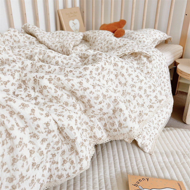 Fresh Class A Children's Single Airable Cover Cotton Gauze Floral Soybean Summer Quilt Machine Washable