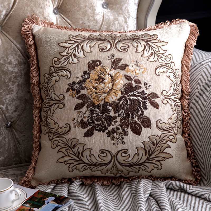 Sofa Pillow Cases Back Cushion Bedside Soft Bag Backrest Embroidery Car Club Lumbar Support Pillow European Luxury