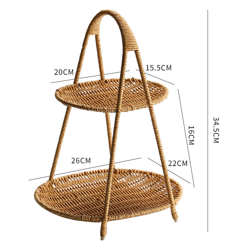 Creative Multi-layer Fruit Plate European Style Dried Fruit Plate Rattan Household Tray Basket