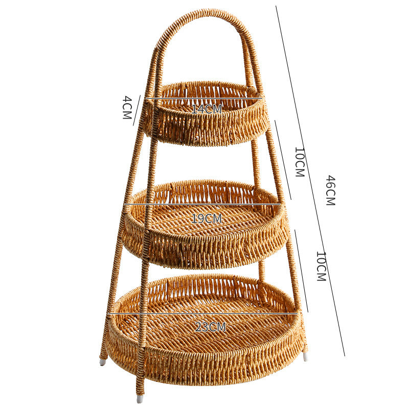 Creative Multi-layer Fruit Plate European Style Dried Fruit Plate Rattan Household Tray Basket