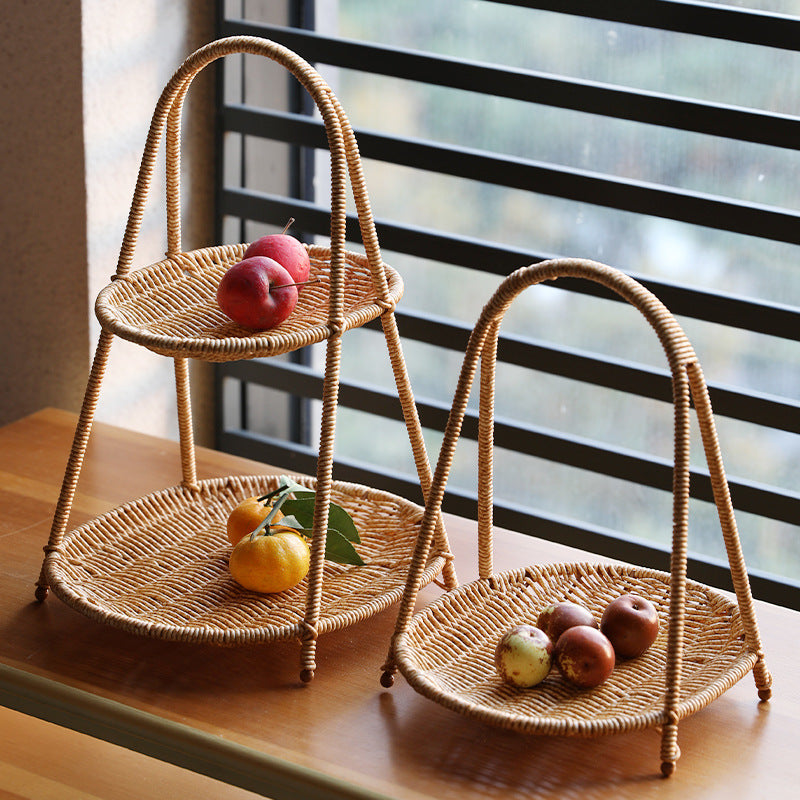 Creative Multi-layer Fruit Plate European Style Dried Fruit Plate Rattan Household Tray Basket