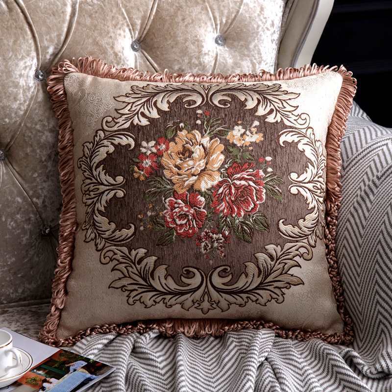 Sofa Pillow Cases Back Cushion Bedside Soft Bag Backrest Embroidery Car Club Lumbar Support Pillow European Luxury