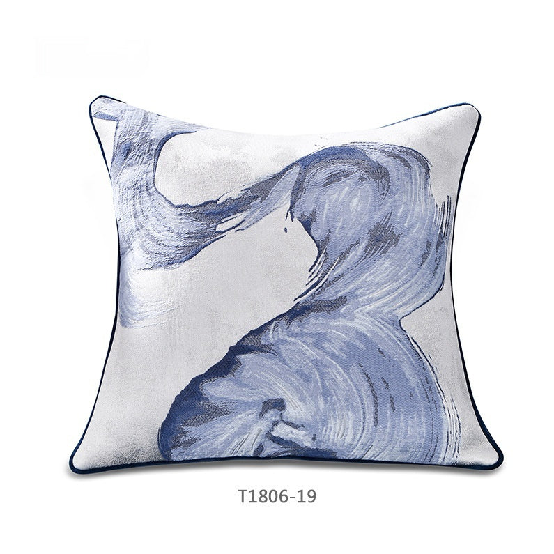 New Chinese Blue Ink Painting Series Pillow Cover