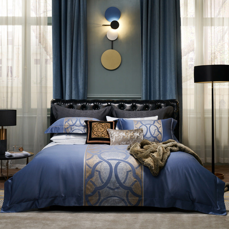 Town Style High-end Affordable Luxury Style Cotton Four-piece Bedding Set