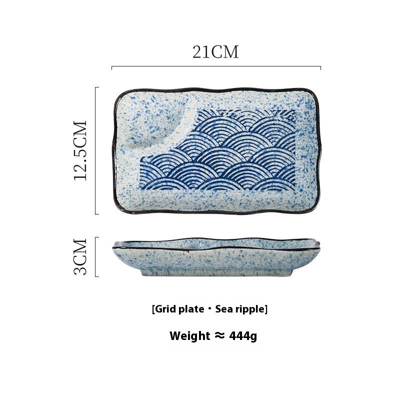 Ceramic Compartment Tray Barbecue Dim Sum Plate