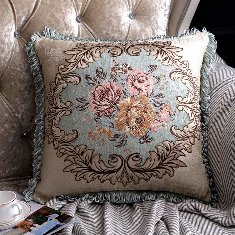 Sofa Pillow Cases Back Cushion Bedside Soft Bag Backrest Embroidery Car Club Lumbar Support Pillow European Luxury