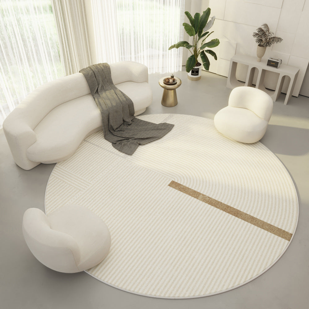 Cream Modern Simple Round Carpet