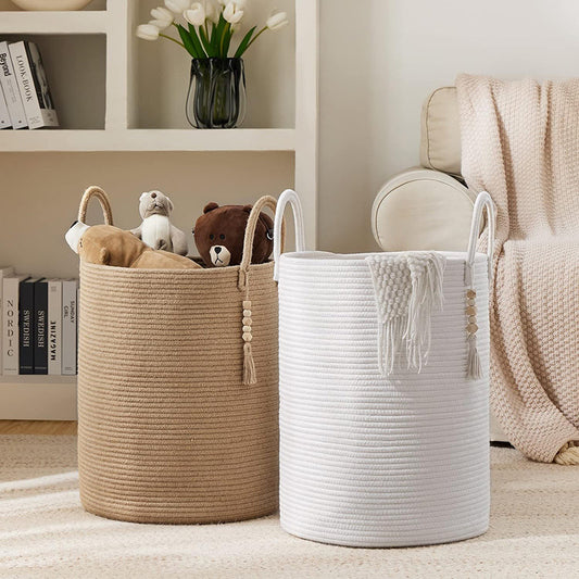 Dirty Clothes Basket Weaved Storage Basket Home Cotton String Straw Sundries