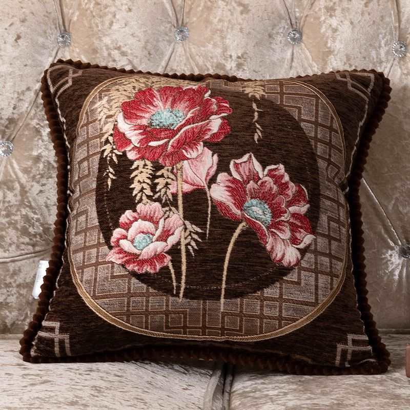 Sofa Pillow Cases Back Cushion Bedside Soft Bag Backrest Embroidery Car Club Lumbar Support Pillow European Luxury