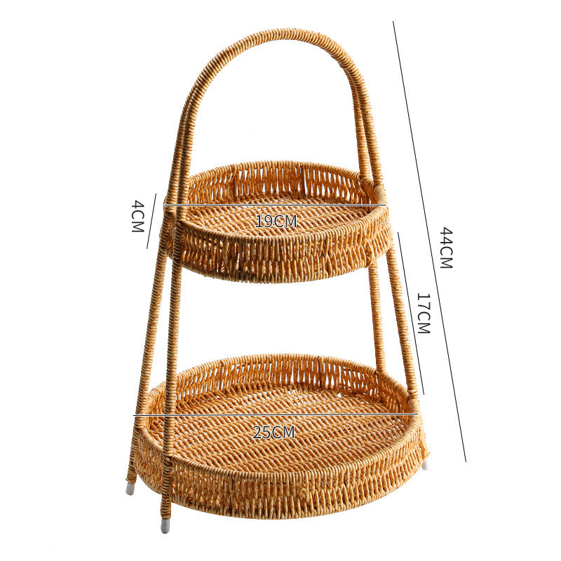 Creative Multi-layer Fruit Plate European Style Dried Fruit Plate Rattan Household Tray Basket