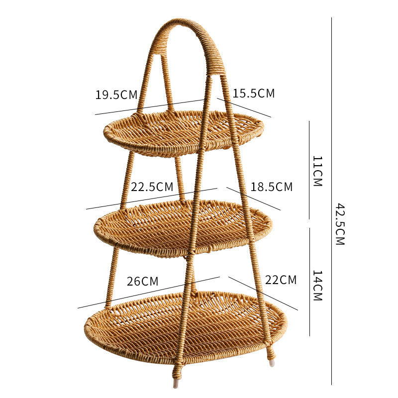 Creative Multi-layer Fruit Plate European Style Dried Fruit Plate Rattan Household Tray Basket