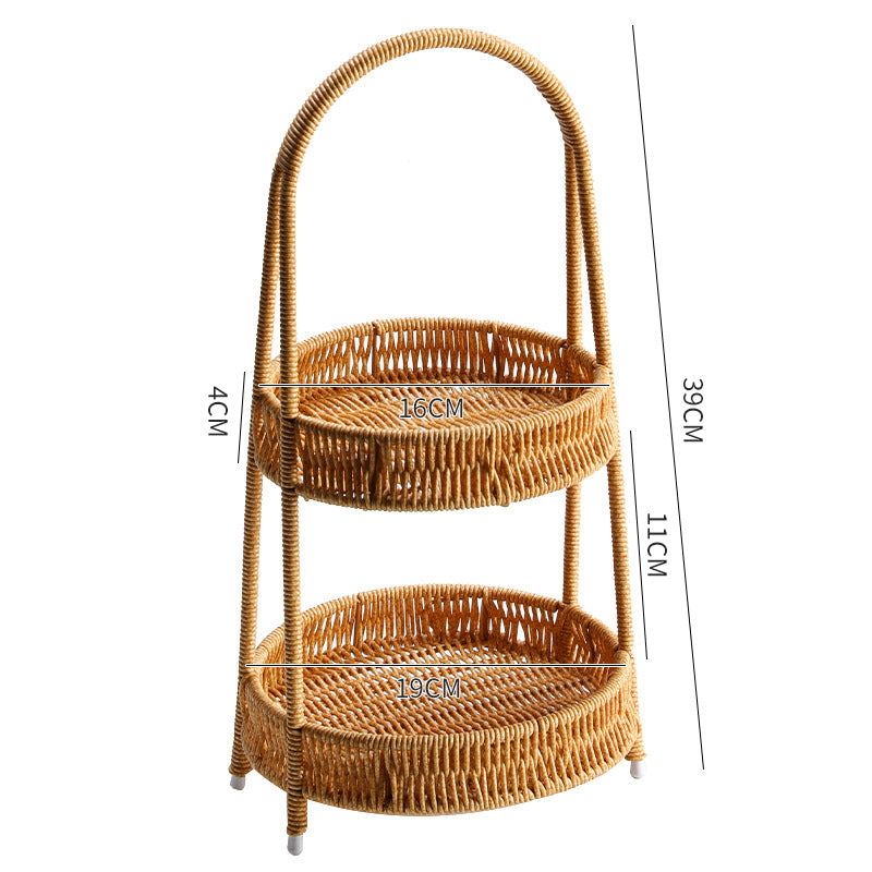 Creative Multi-layer Fruit Plate European Style Dried Fruit Plate Rattan Household Tray Basket