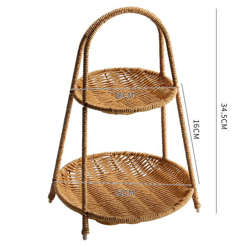 Creative Multi-layer Fruit Plate European Style Dried Fruit Plate Rattan Household Tray Basket