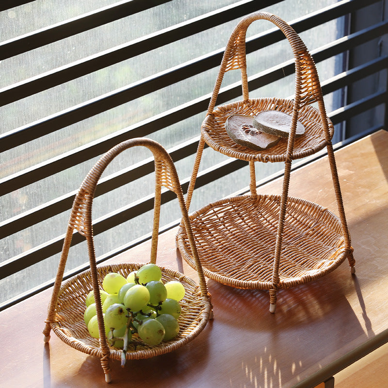 Creative Multi-layer Fruit Plate European Style Dried Fruit Plate Rattan Household Tray Basket