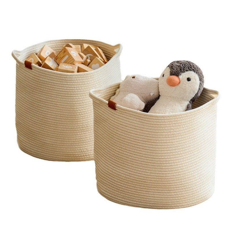 Laundry Basket Woven Cotton String Large Laundry Basket High Laundry Basket Foldable Basket