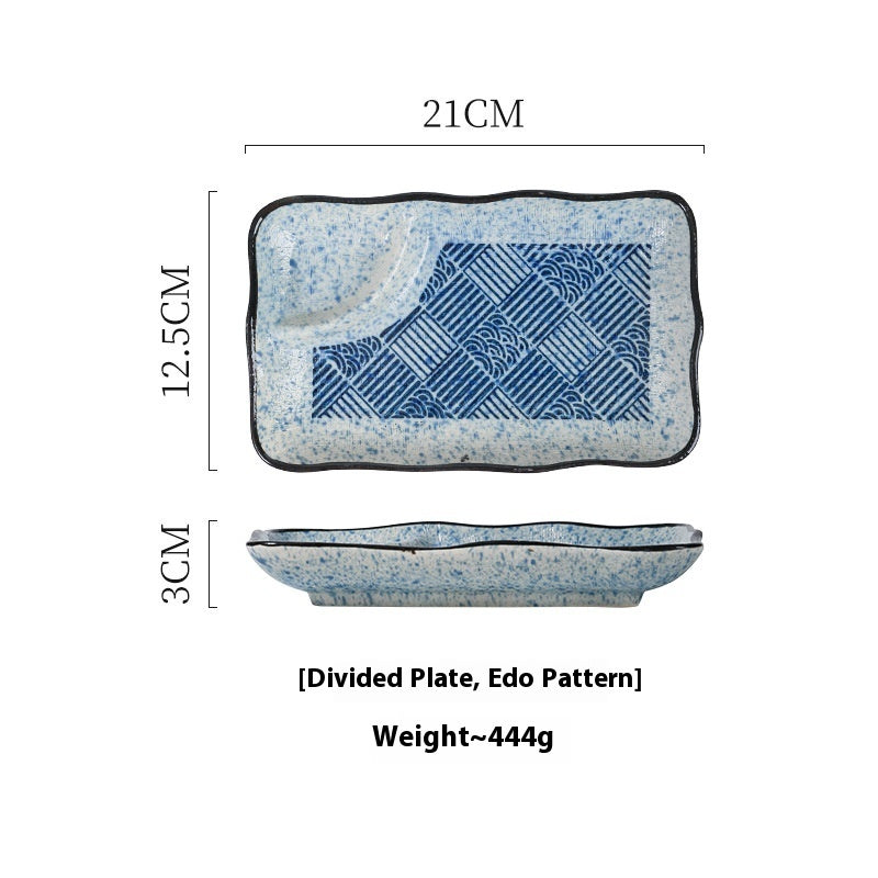 Ceramic Compartment Tray Barbecue Dim Sum Plate