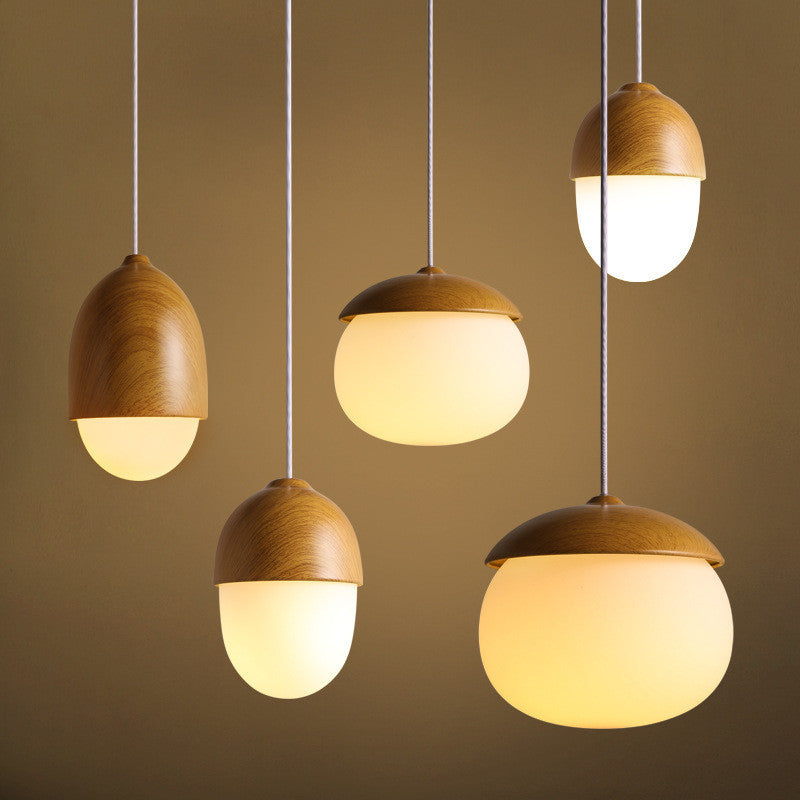 Modern Minimalist Wood-like Nut Chandelier