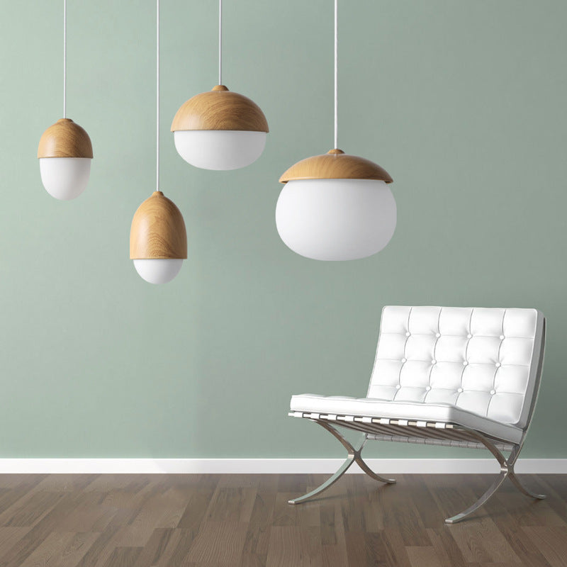 Modern Minimalist Wood-like Nut Chandelier