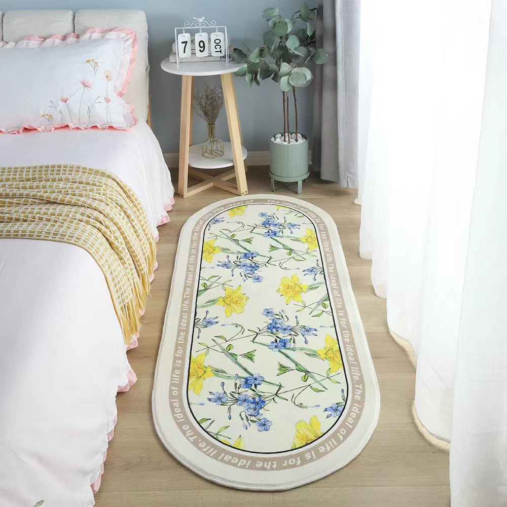 Living Room Flower Long Strip Bedroom Bedside Carpet