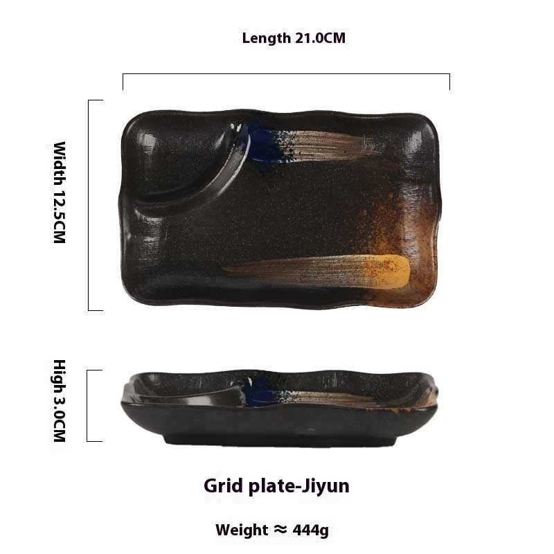 Ceramic Compartment Tray Barbecue Dim Sum Plate