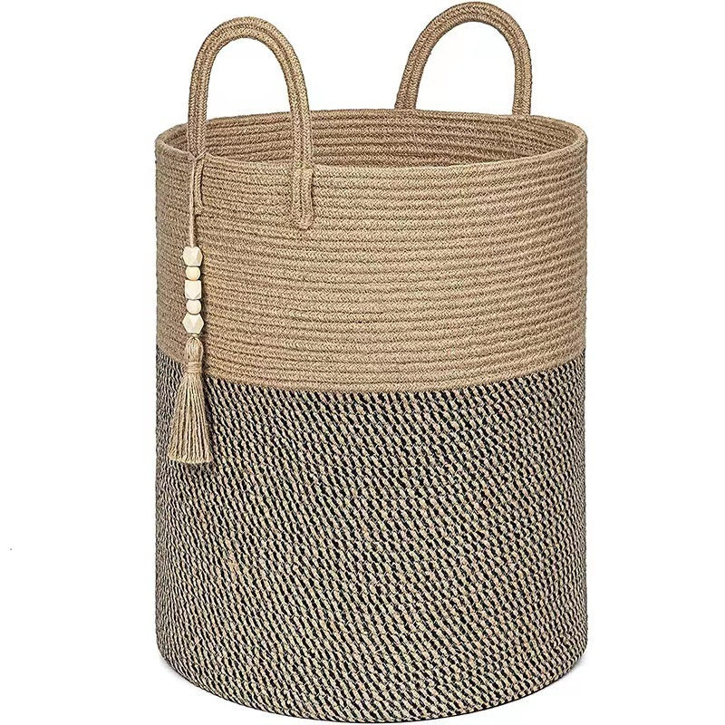 Dirty Clothes Basket Weaved Storage Basket Home Cotton String Straw Sundries