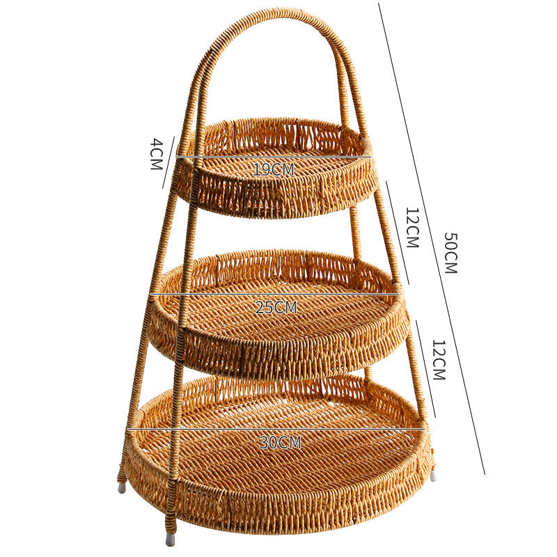 Creative Multi-layer Fruit Plate European Style Dried Fruit Plate Rattan Household Tray Basket