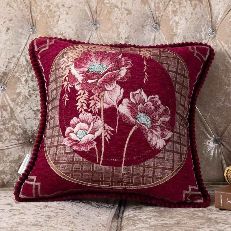 Sofa Pillow Cases Back Cushion Bedside Soft Bag Backrest Embroidery Car Club Lumbar Support Pillow European Luxury