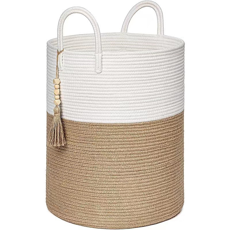 Dirty Clothes Basket Weaved Storage Basket Home Cotton String Straw Sundries