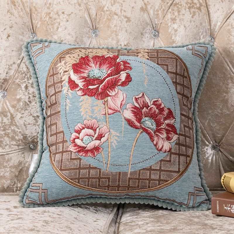 Sofa Pillow Cases Back Cushion Bedside Soft Bag Backrest Embroidery Car Club Lumbar Support Pillow European Luxury