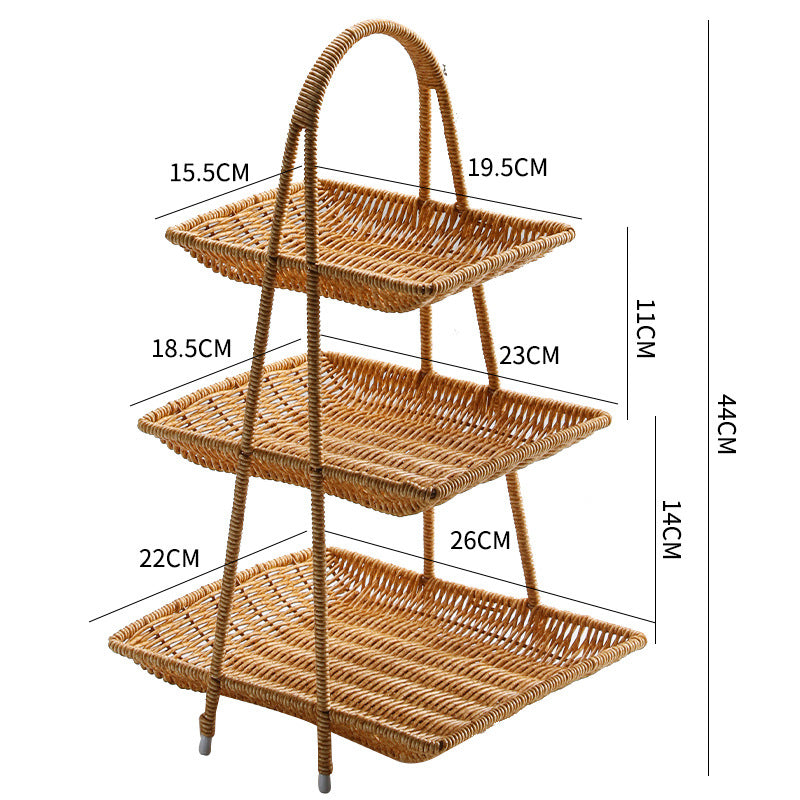 Creative Multi-layer Fruit Plate European Style Dried Fruit Plate Rattan Household Tray Basket