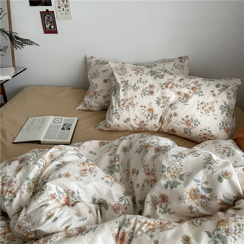 Garden Small Floral Cotton Bed 4-piece Summer Girly Bedding Set