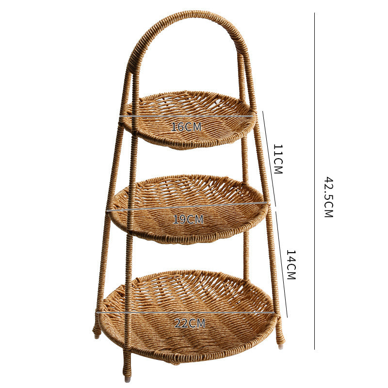 Creative Multi-layer Fruit Plate European Style Dried Fruit Plate Rattan Household Tray Basket