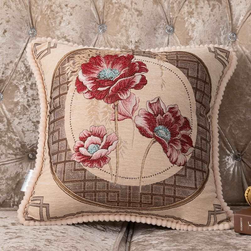 Sofa Pillow Cases Back Cushion Bedside Soft Bag Backrest Embroidery Car Club Lumbar Support Pillow European Luxury